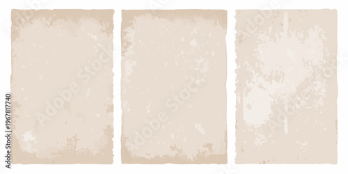 Three rectangular panels with a textured aged paper appearance