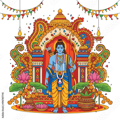 Hindu God Blue Skin Standing 1.