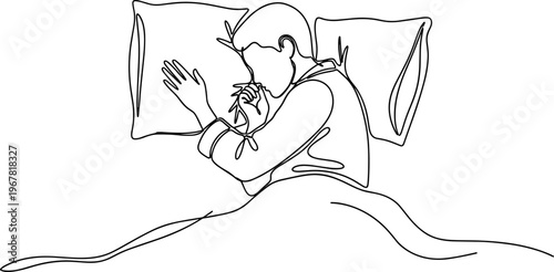 Woman Hugging Dog in Bed Asleep.