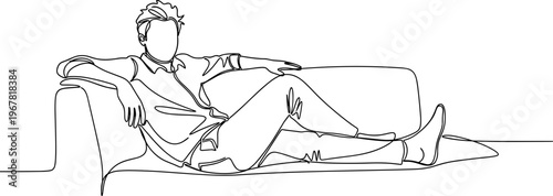 Man Relaxing on a Sofa Alone.