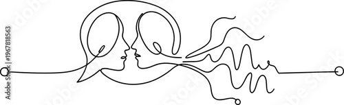 Continuous line drawing of two faces.