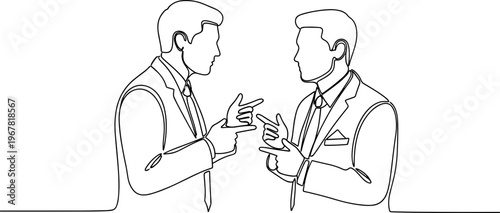 Two businessmen in discussion together.