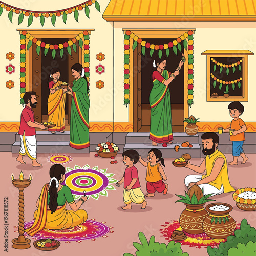Traditional Indian Family Celebrating Festival 1.