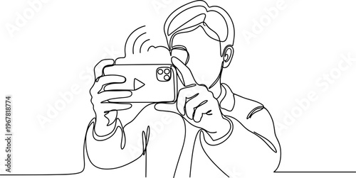 Man taking photo with smartphone device.