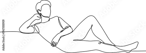 Woman lying on her side relaxed.