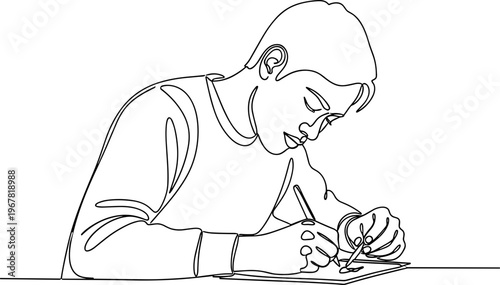 Man writing on a piece of paper.