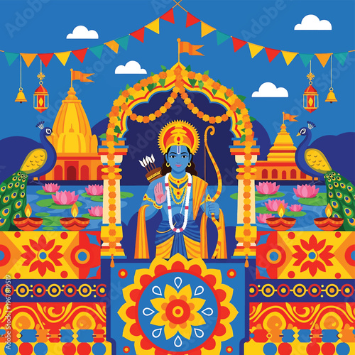 Hindu God Krishna Standing Archway.