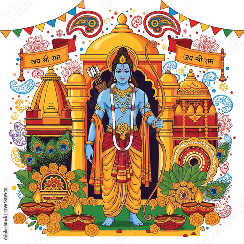 Hindu God Krishna Standing Alone.