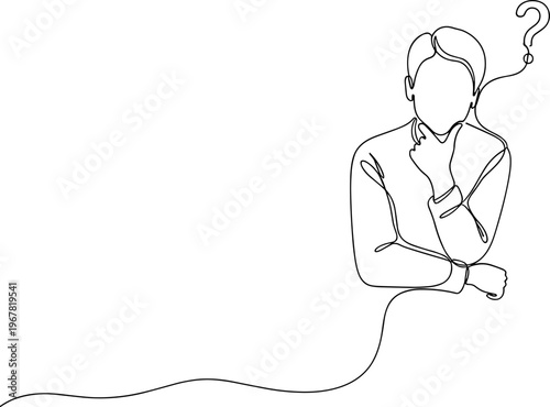 Man thinking with question mark above.
