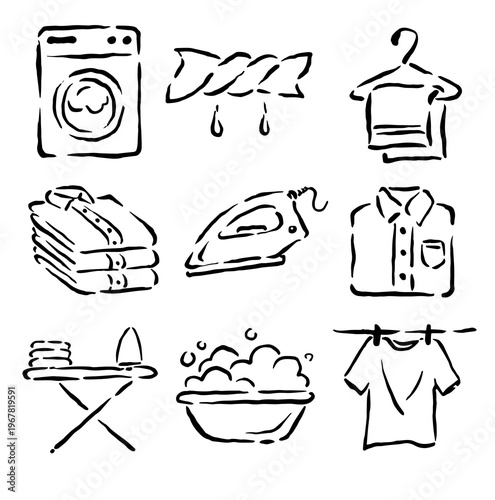 Illustration icon sketch of washing clothes or clothes care with unique depiction