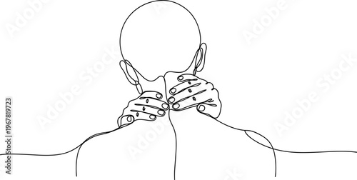 Man with hands on neck stress.