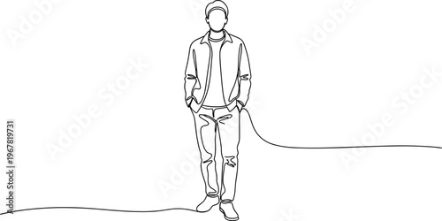 Young man standing with hands pocket.