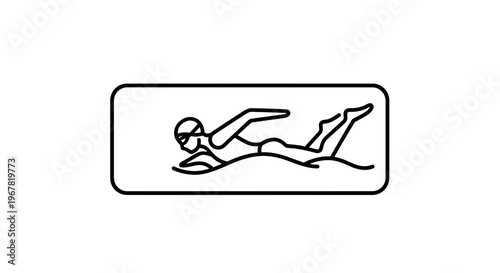 Dynamic monochrome vector illustration capturing a swimmer in fluid motion, showcasing athletic