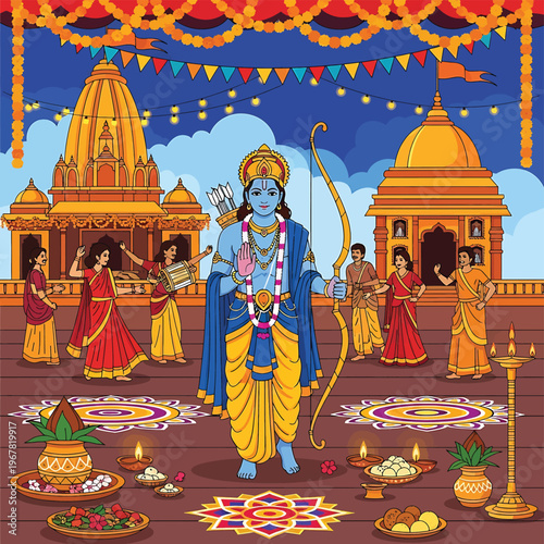 Hindu God Rama in Temple Festival.