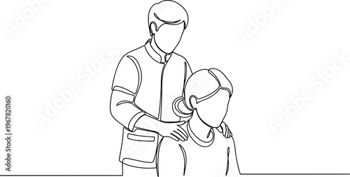 Man comforting a young girl.