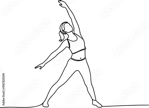 Woman doing yoga stretch exercise.