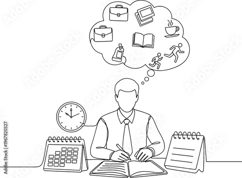 Businessman thinking at his desk.