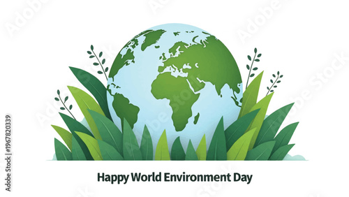 Eco friendly World Environment Day, green globe illustration, earth conservation, environmental awareness