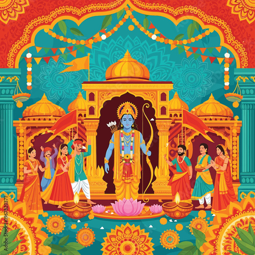 Hindu God Krishna Standing Temple Entrance 1.