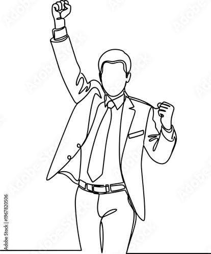 Man in business suit celebrating success.