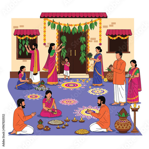 Indian family celebrating traditional festival 1.