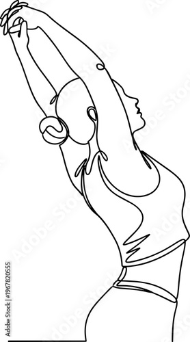 Woman doing yoga stretch exercise.