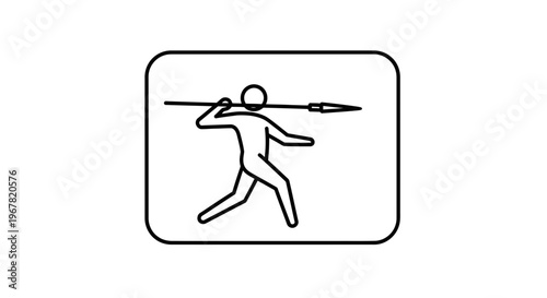 Modern graphic icon illustrating a figure in the decisive moment of a javelin throw event