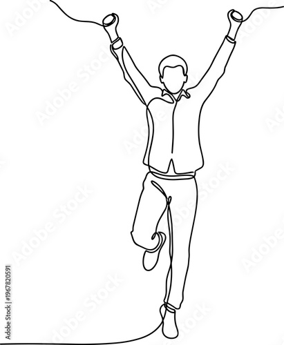 Man jumping in the air happily.
