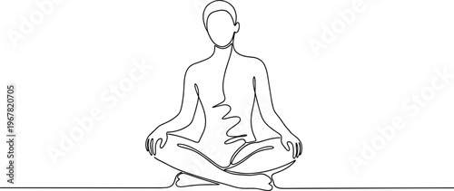 Man Sitting in Yoga Position Meditating.