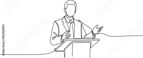 Businessman Speaking at a Podium.