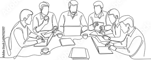 Business people sitting around table.