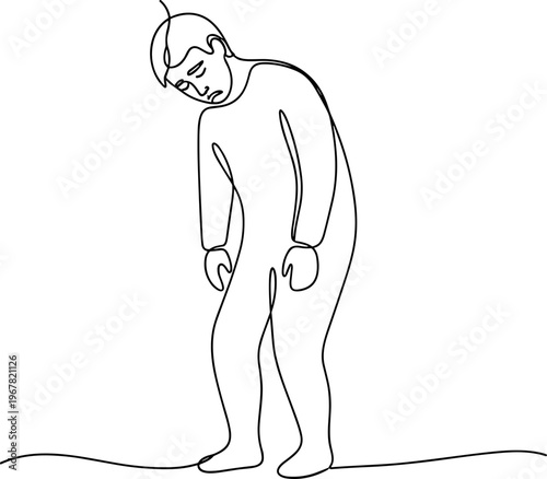 Sad man standing alone feeling depressed.