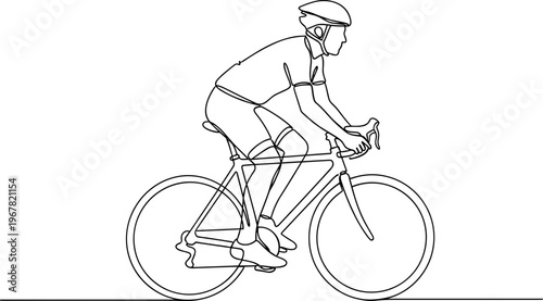 Man Riding a Bicycle Quickly Outdoors.