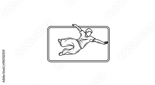 Dynamic monochrome illustration of an agile individual performing an athletic leap showcasing
