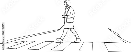 Person Walking Across Street Crossing.