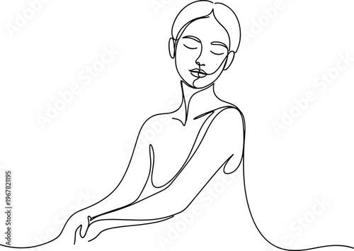 Woman in meditative yoga position sitting.