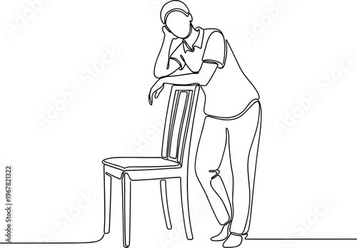 Woman Leaning on Chair Relaxing Posture.