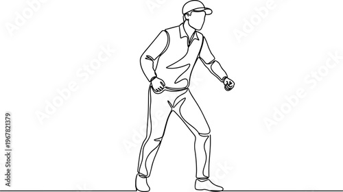 Man Wearing Baseball Cap Standing.