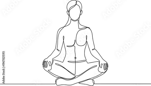 Woman Sitting in Lotus Position Meditating.