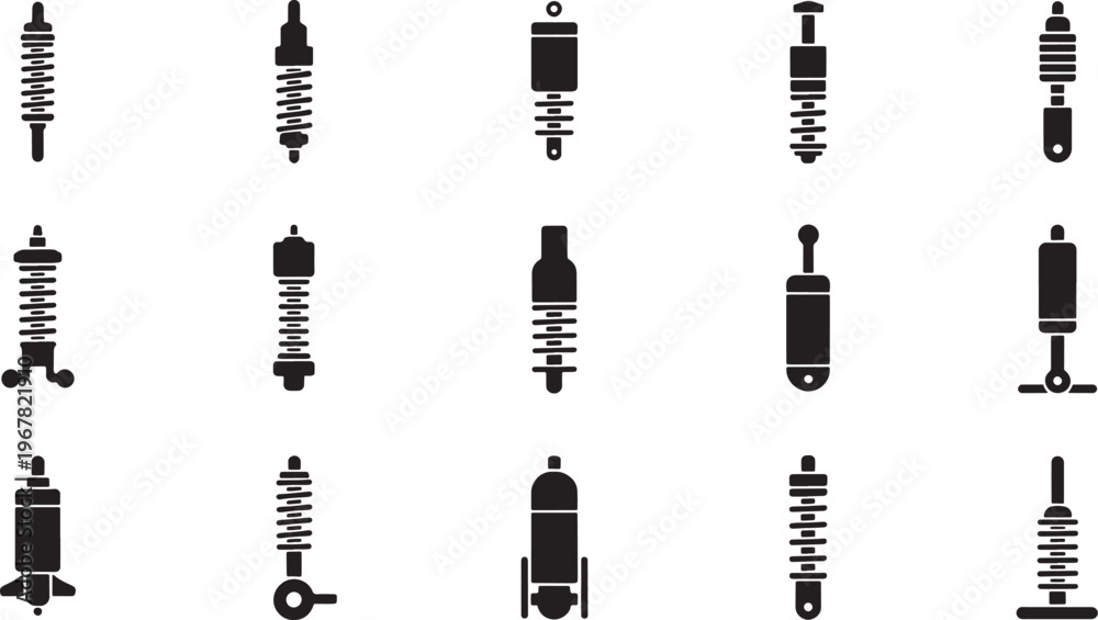 Fototapeta premium Collection of stylized lightsaber icons in silhouette, diverse designs