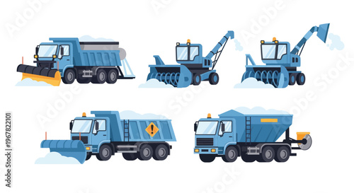 Snow Removal Vehicles Collection - Snowplows, Salt Spreaders, and Snow Blowers