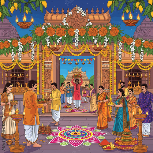 Traditional Indian Wedding Ceremony Procession.