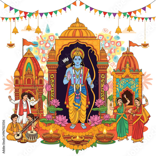 Hindu god Rama standing in temple 3.