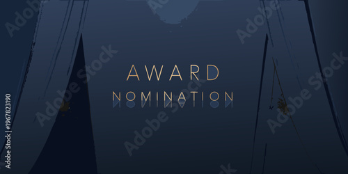 Award nomination announcement displayed against a dark dramatic curtain backdrop