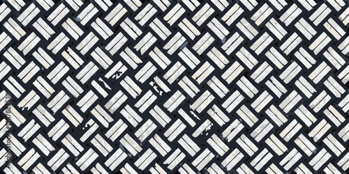 Abstract pattern of woven light colored reeds against a dark background