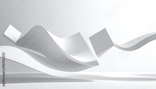 Abstract white paper waves background texture.