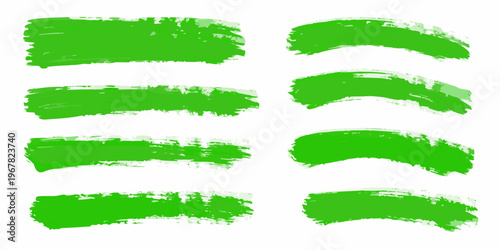 Abstract green brush strokes arranged in a grid pattern on white