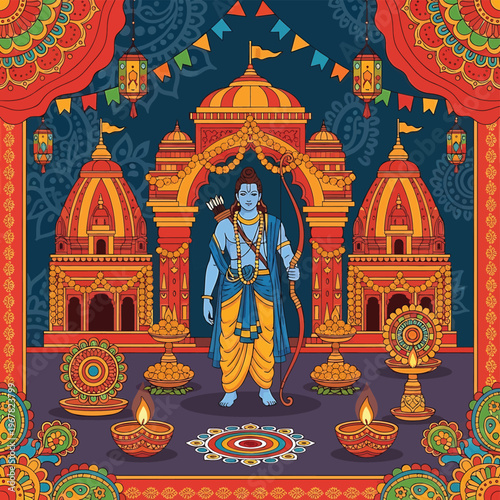 Hindu god Rama standing in temple 5.