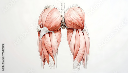 Anatomical illustration of human back muscles.