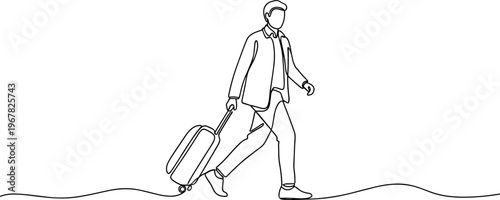 Businessman walking with a suitcase.